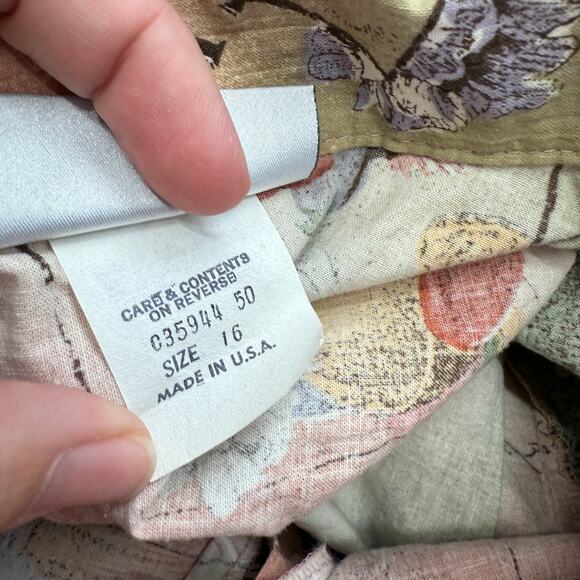 Vintage Lucia Caribbean Island Print Button Shirt Size 16 St Croix Tobago Floral - Picture 5 of 7